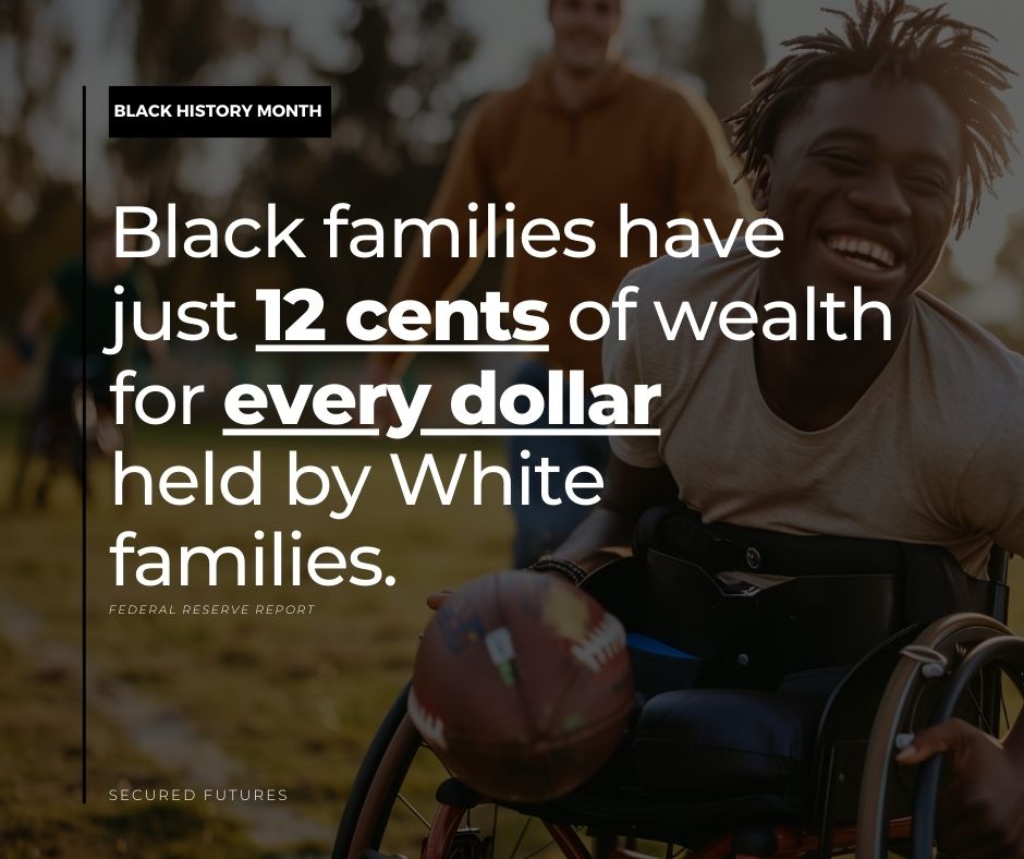 Black families have just 12 cents of wealth for every dollar held by White families.